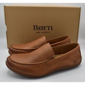Born Mens Size 14 Caleb Medium Brown Full Grain Leather Slip On Loafers Shoes